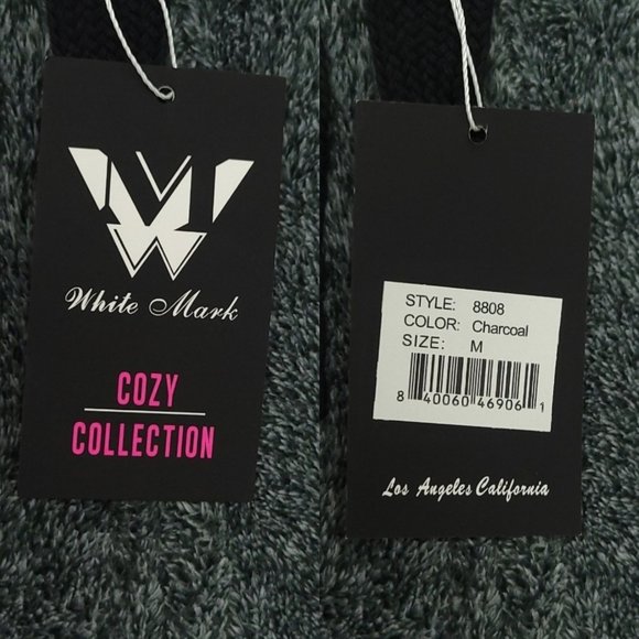 White Mark Sherpa Full Zip Hoodie Sweater Jacket Size M Fleece Pockets Gray NEW - Picture 8 of 16